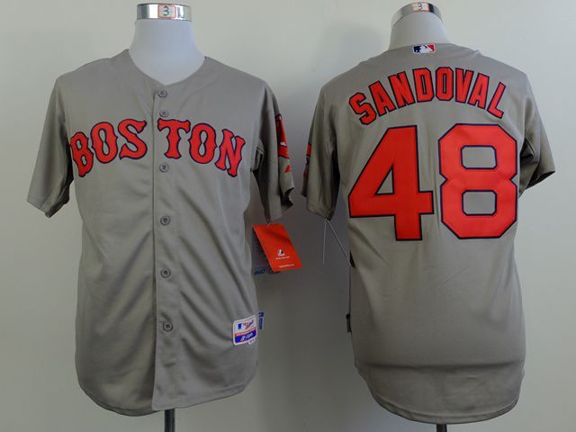 Men Boston Red Sox #48 Sandoval Grey MLB Jerseys